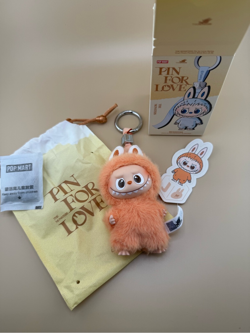 Pop Mart The Monsters Pin For Love Joy J Plush Keychain NIB